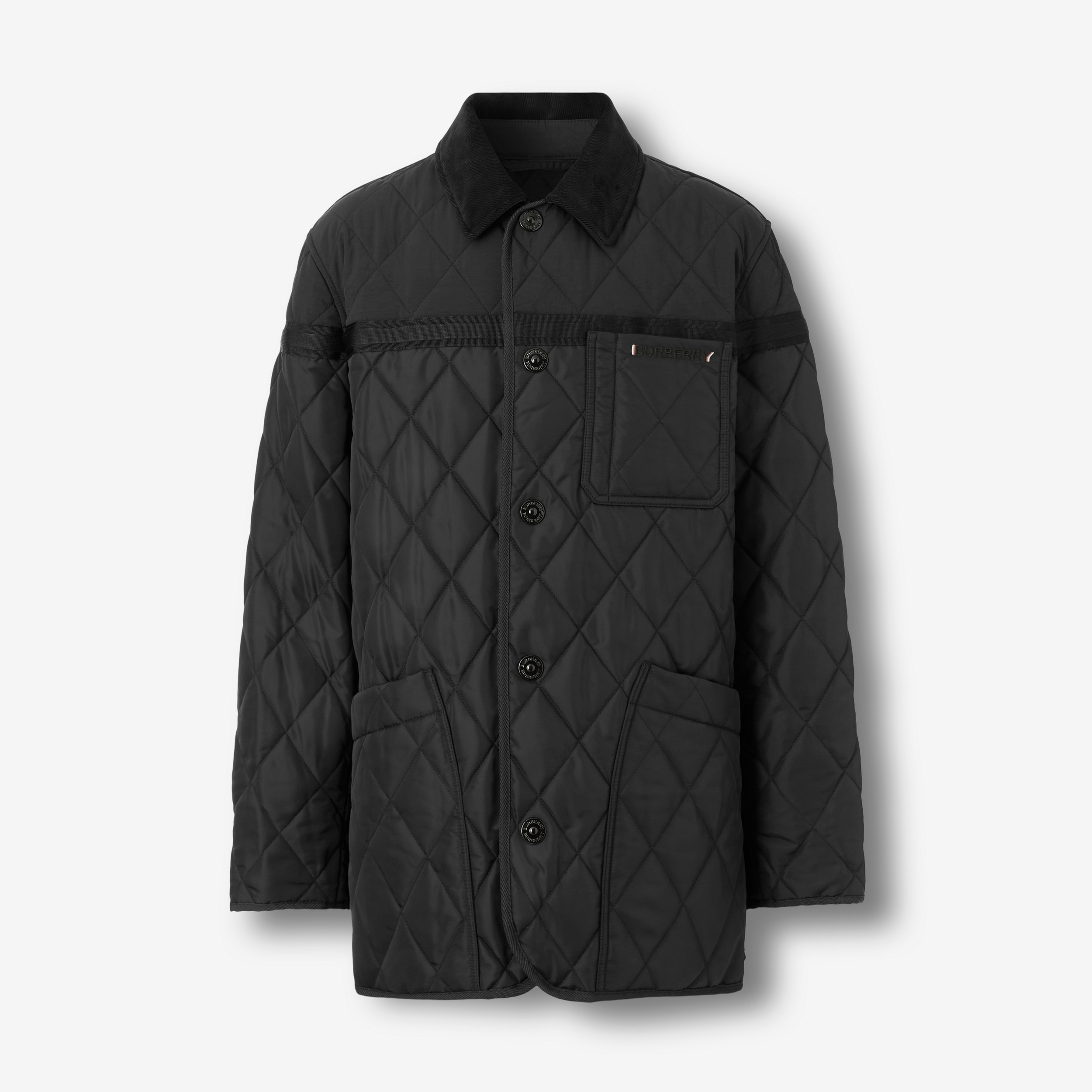 Diamond Quilted Nylon Canvas Barn Jacket in Black - Men | Burberry® Official - 1