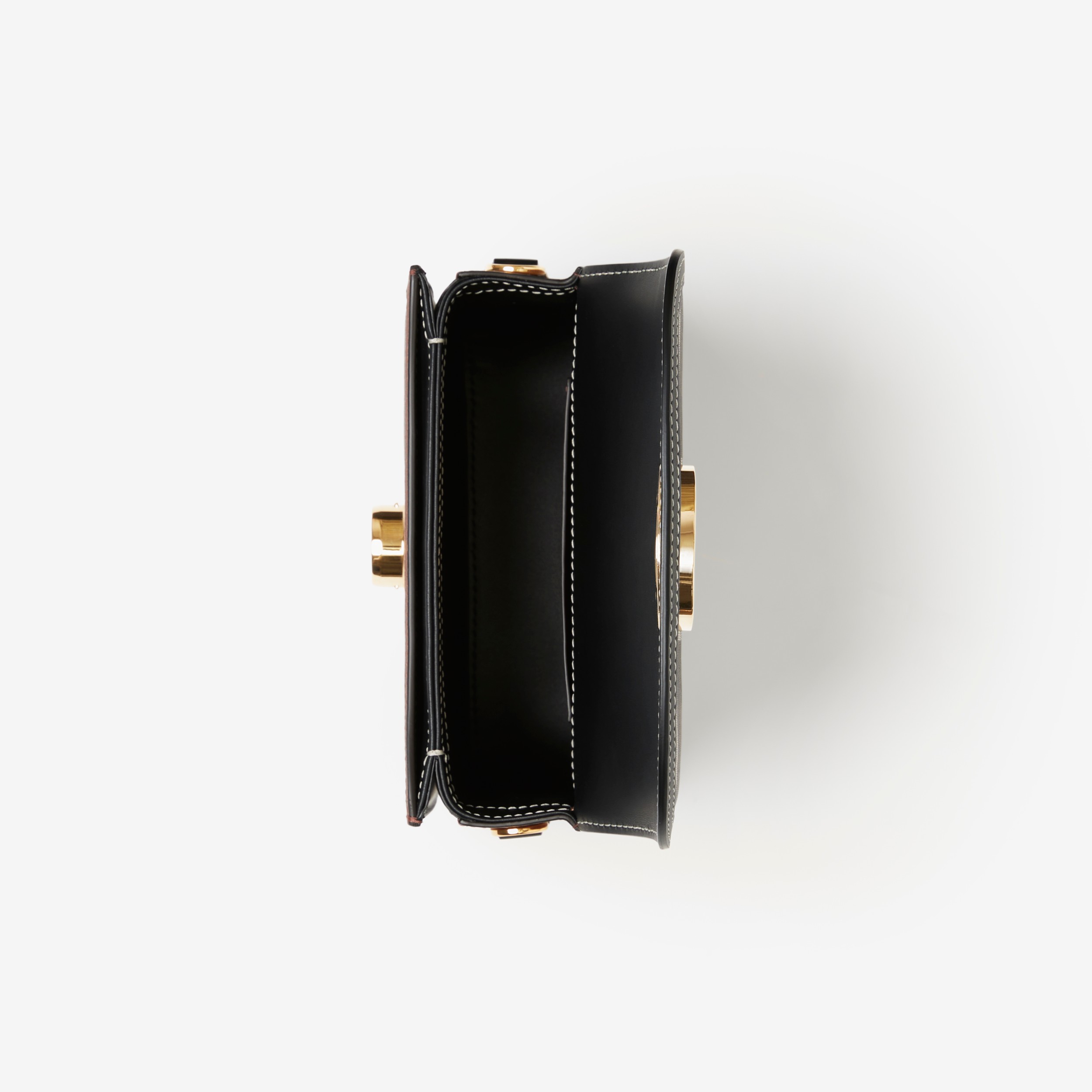 Check and Leather Small Elizabeth Bag in Dark Birch Brown - Women | Burberry® Official - 4