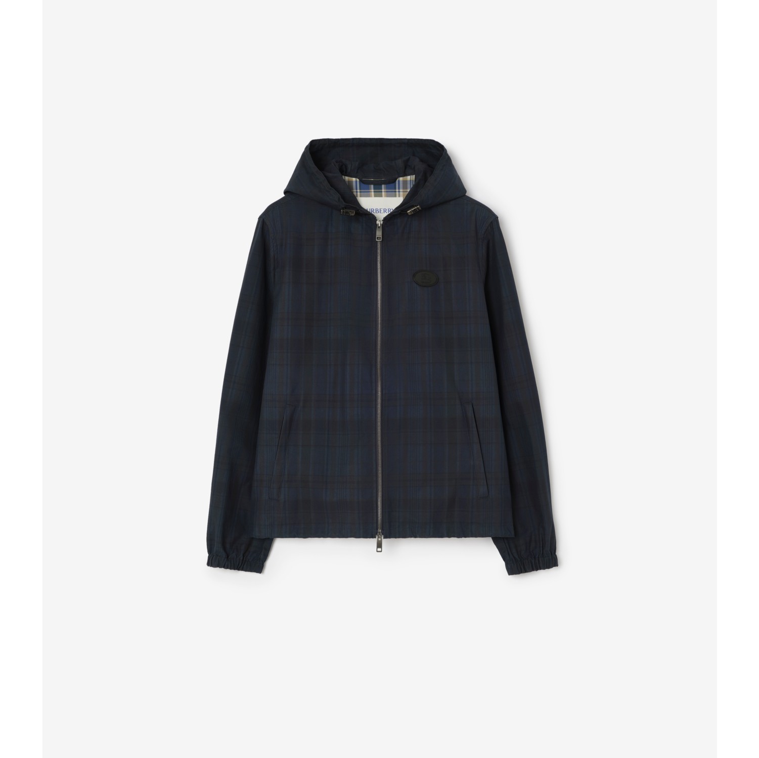 Check Cotton Newport Hooded Jacket in Peacock blue - Men | Burberry® Official