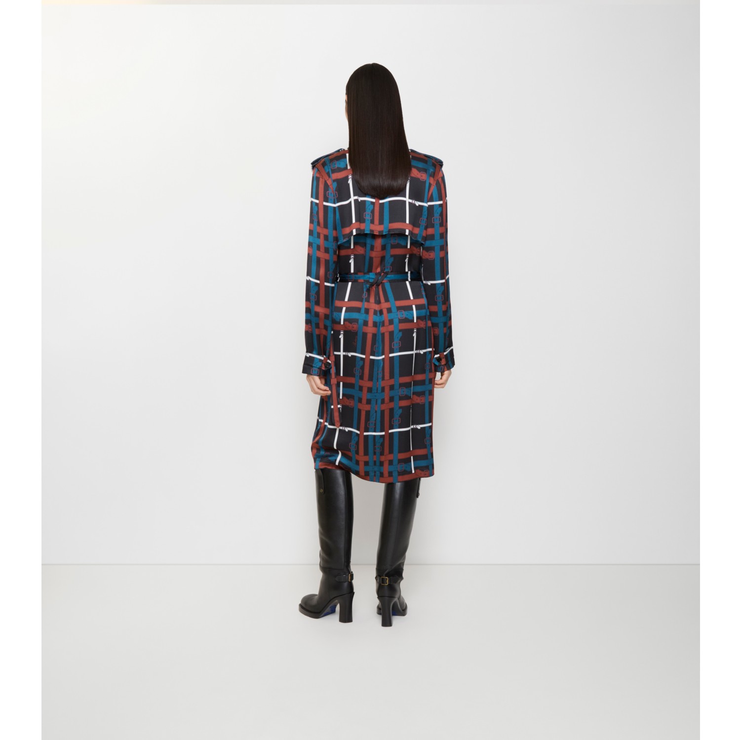 Belt Check Viscose Trench Dress