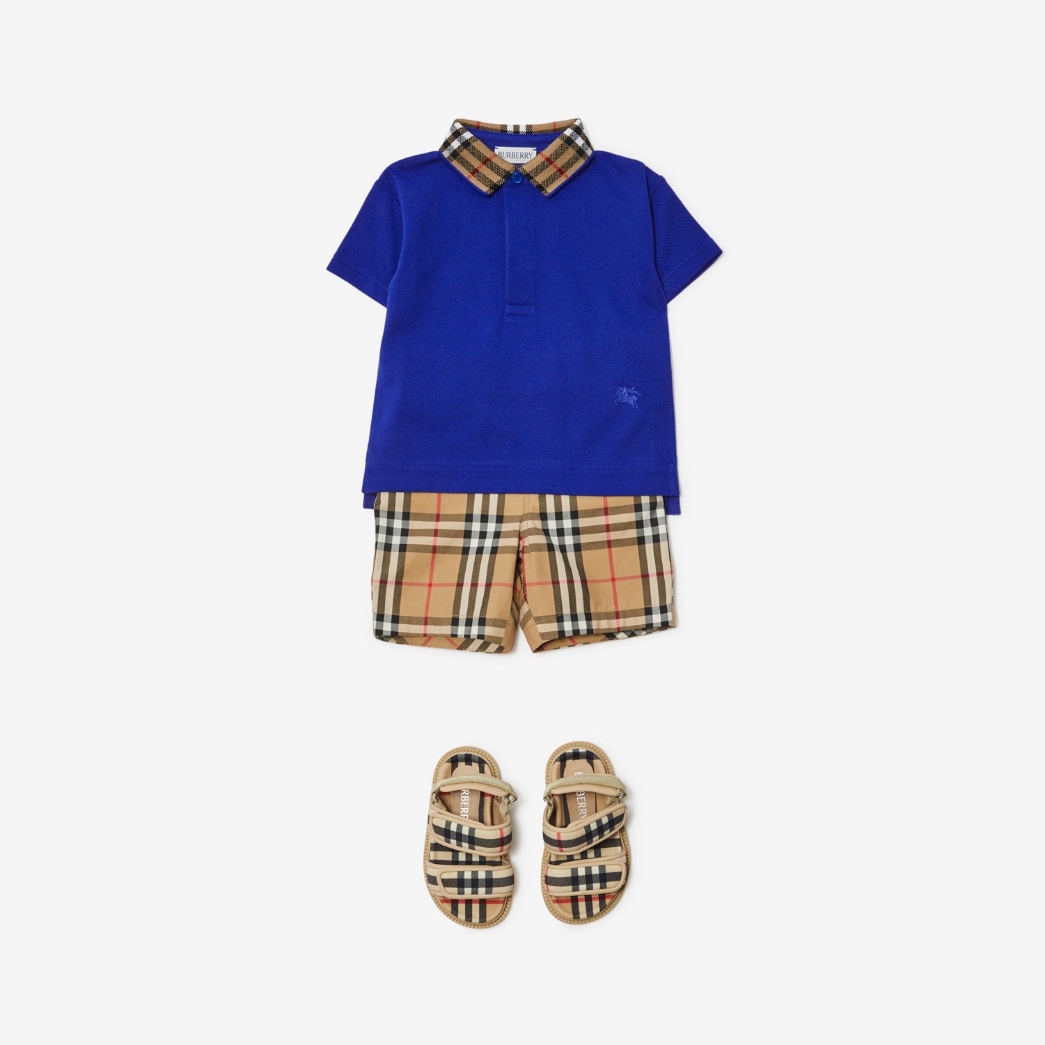 Check Collar Cotton Polo Shirt in Knight | Burberry® Official Check Collar Cotton Polo Shirt in Knight | Burberry® Official