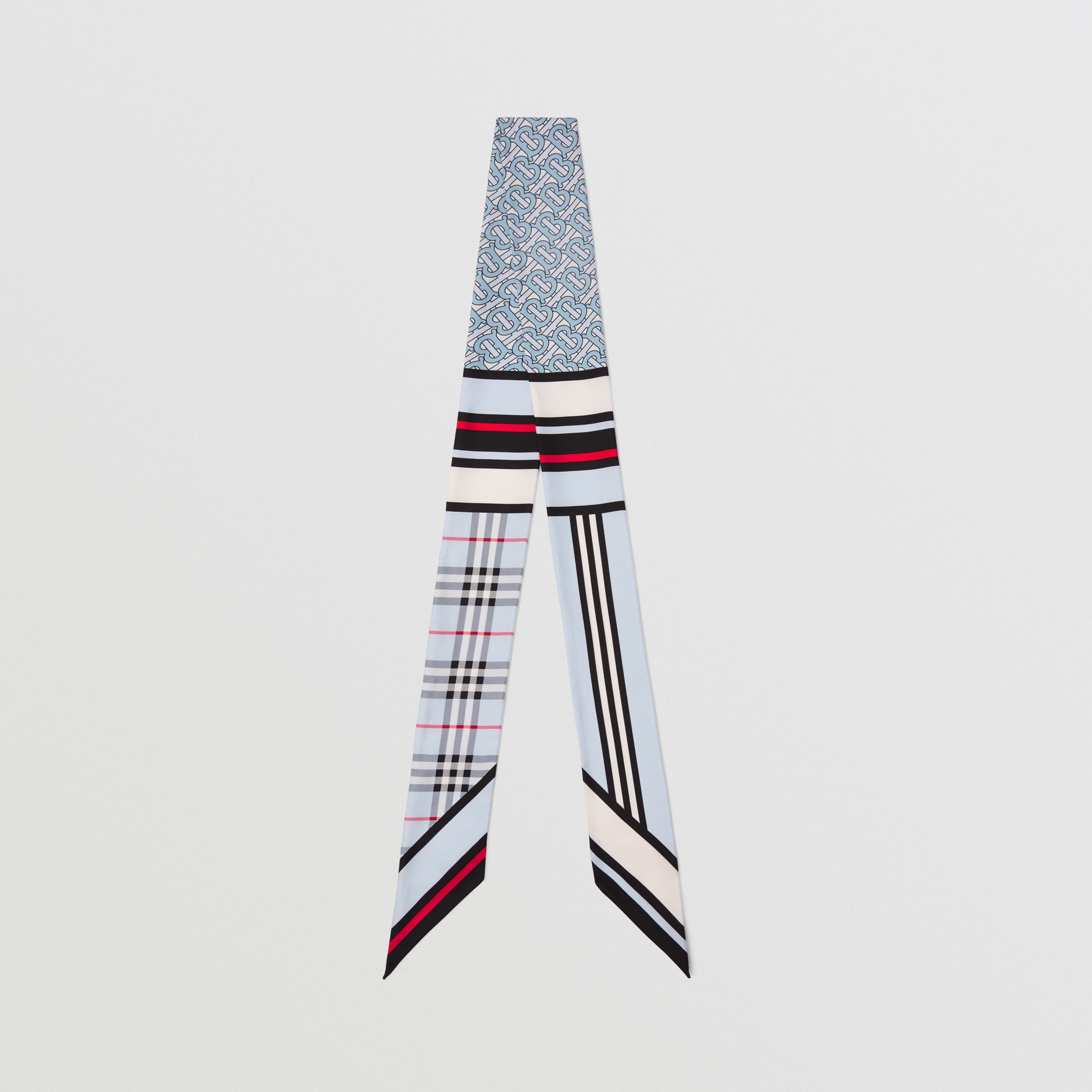 Montage Print Silk Skinny Scarf in Pale Blue - Women | Burberry® Official - 1