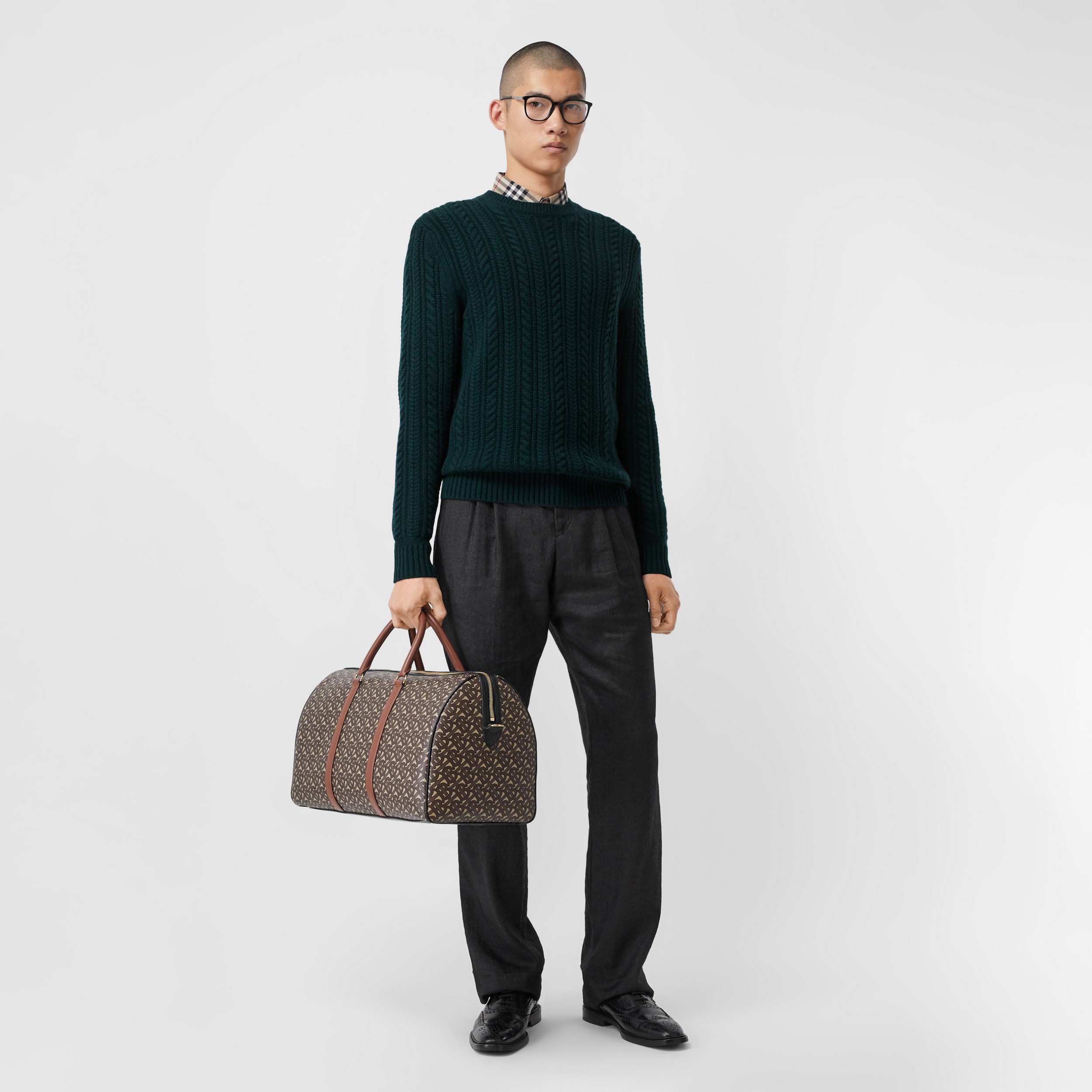 Cable Knit Cashmere Sweater in Dark Pine Green - Men | Burberry United ...