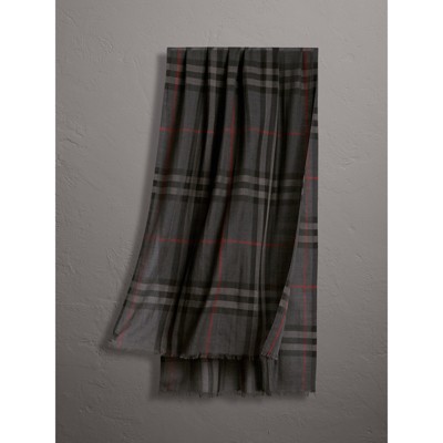 burberry giant check wool silk scarf