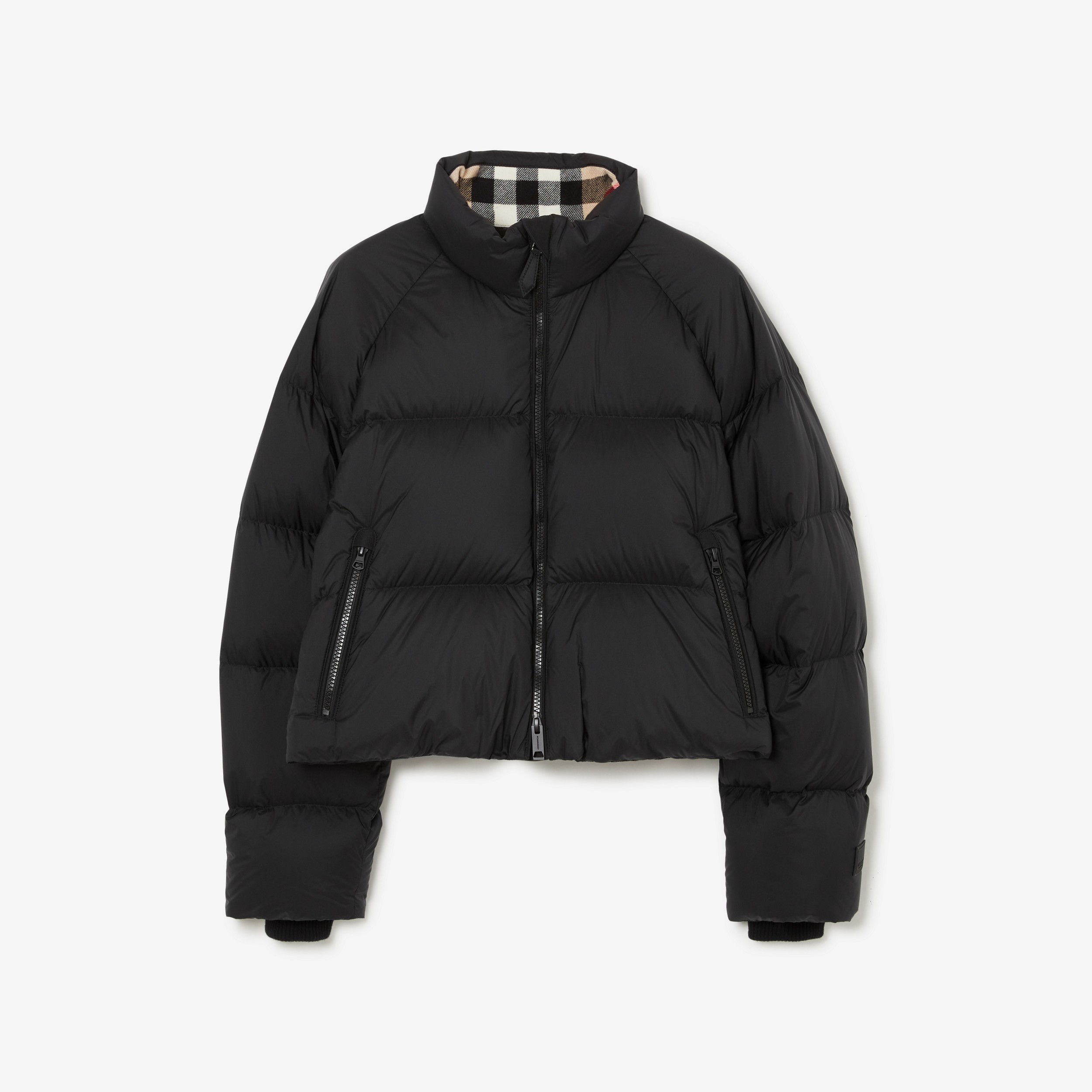 Logo Appliqué Cropped Puffer Jacket in Black - Women | Burberry® Official - 1