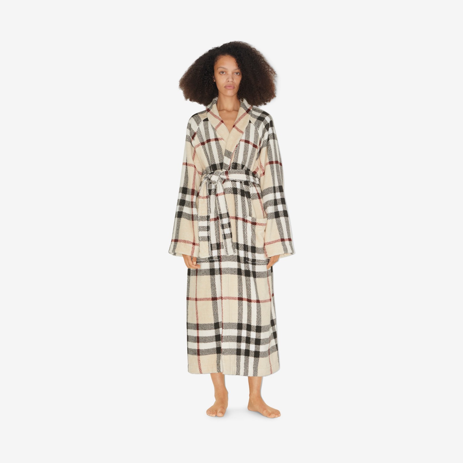 Check Cotton Robe in Stone | Burberry® Official