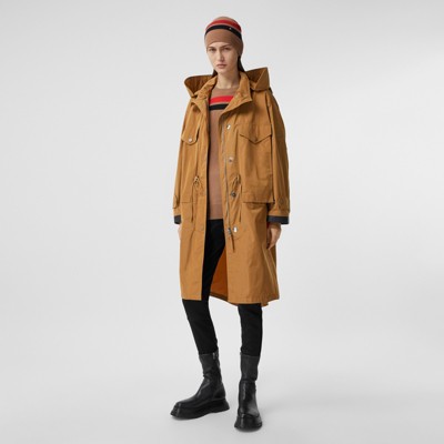 detachable hood taffeta parka