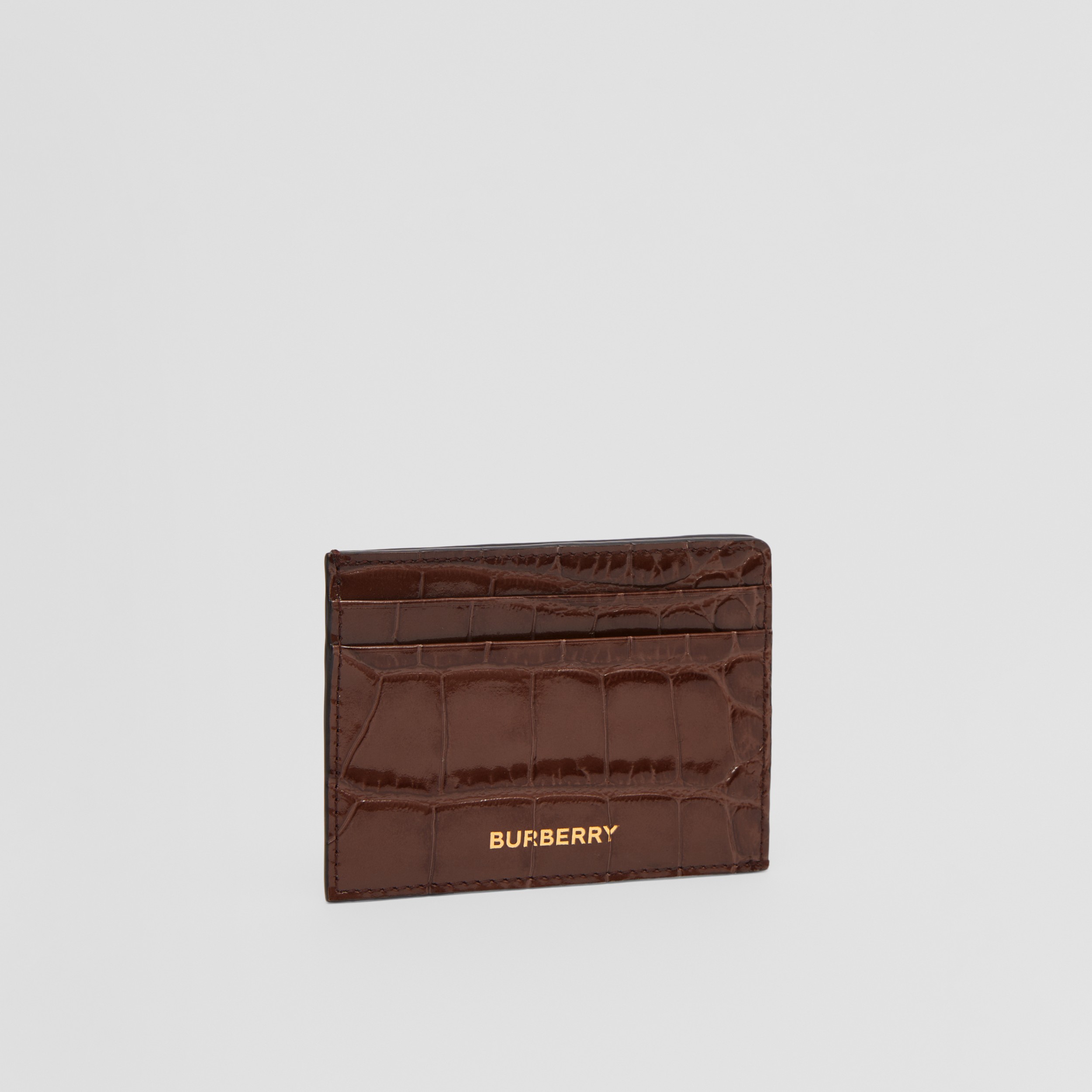 Porta-cartões de couro em relevo (Cacau Escuro) | Burberry® oficial - 4