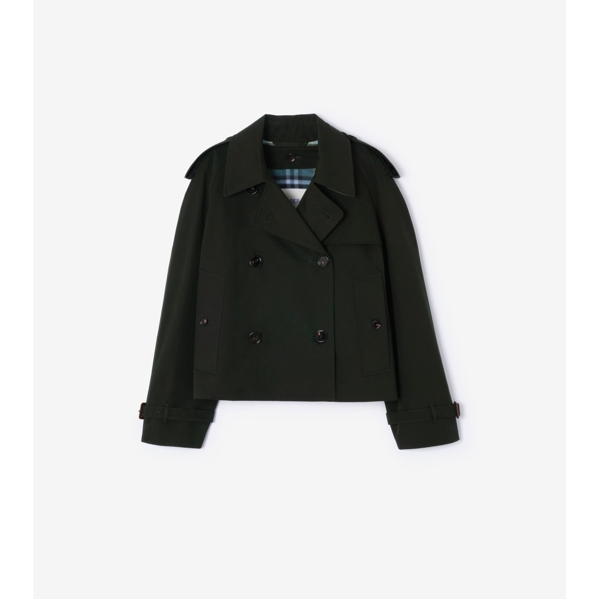  Check Cropped Gabardine Mayfair Trench Jacket with Warmer
