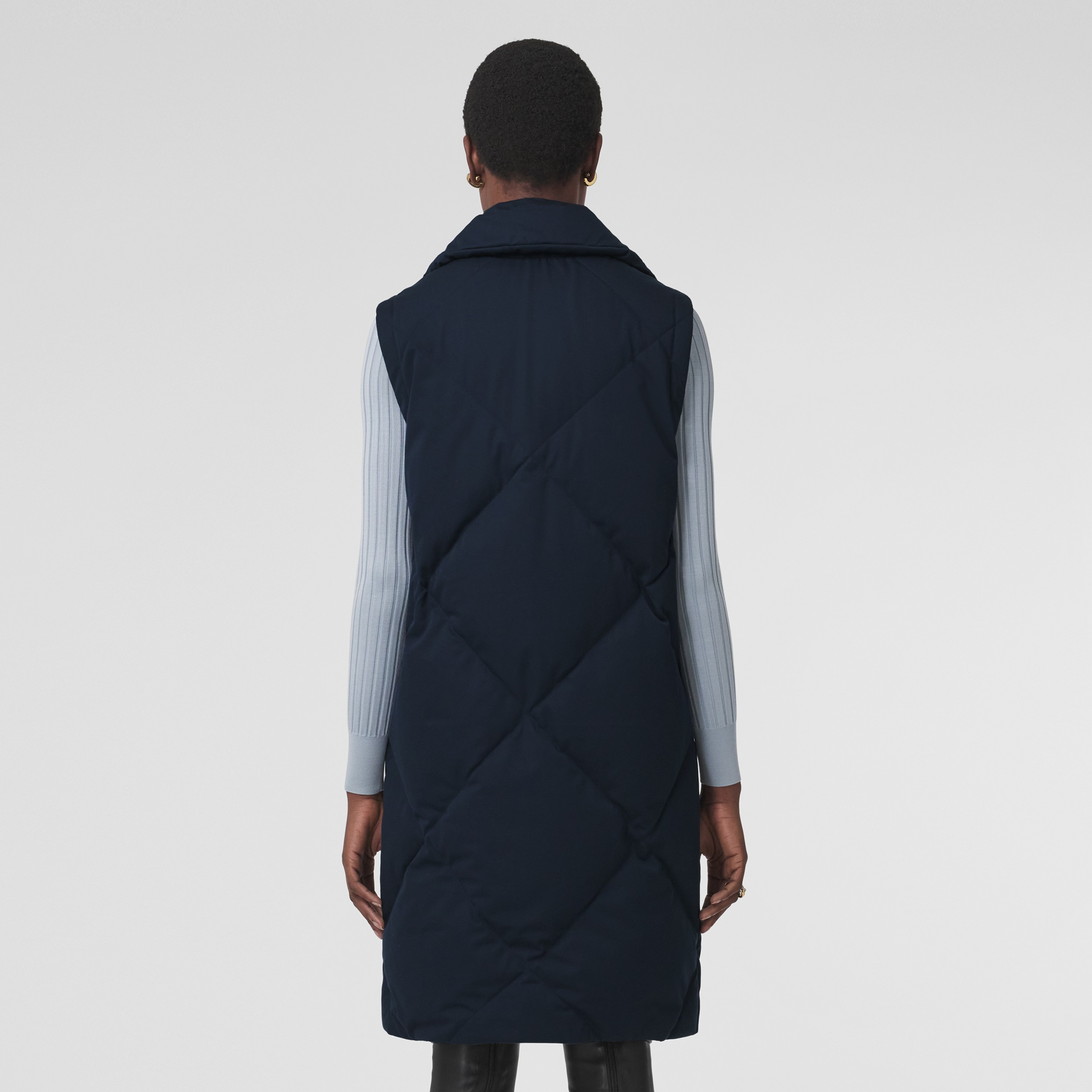 Diamond Quilted Cotton Gabardine Gilet in Midnight Blue - Women | Burberry® Official - 3