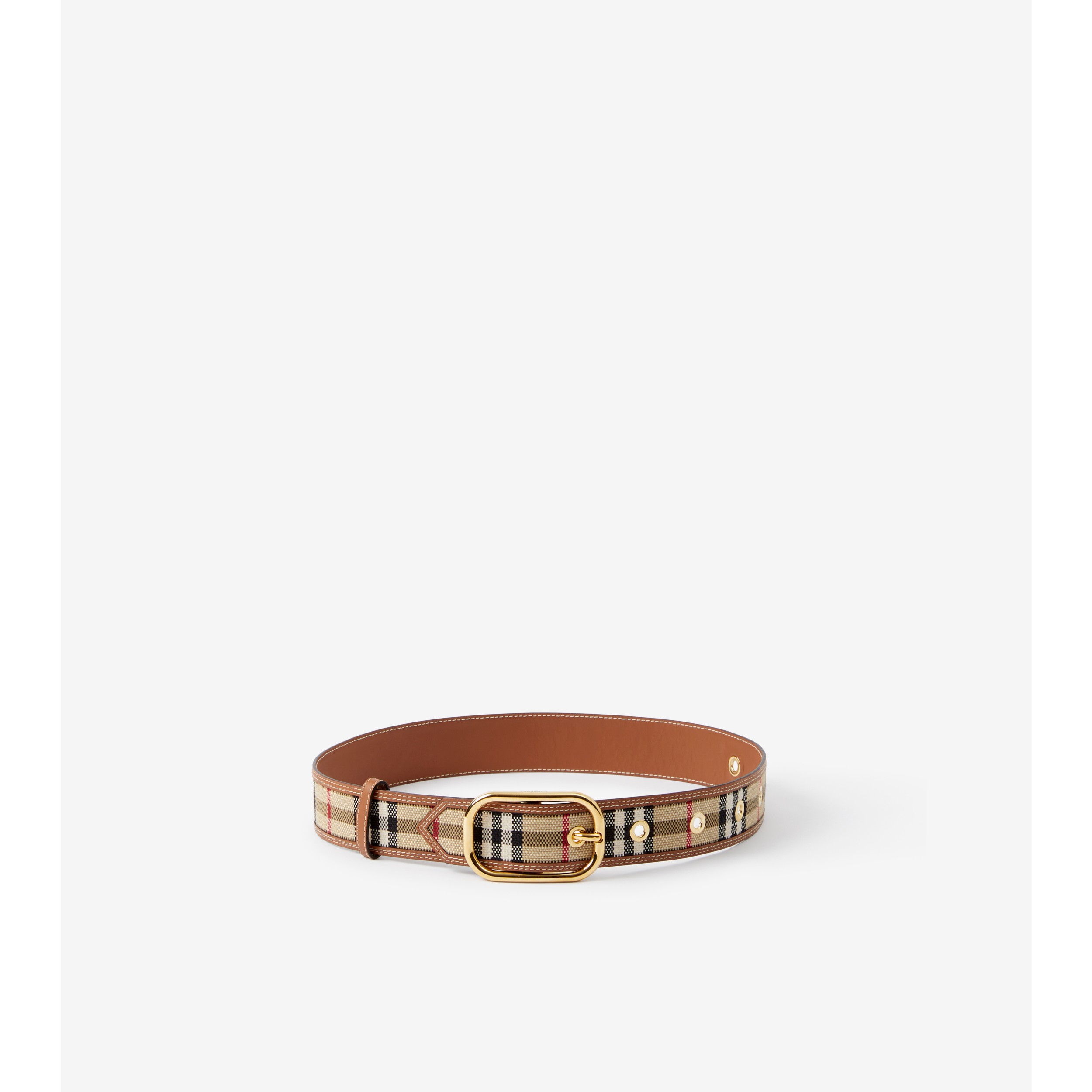 Burberry Vintage Check and Leather Belt Archive Beige - Men, Burberry®  Official