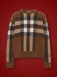 Dark Birch Brown Check Wool Cashmere Sweater