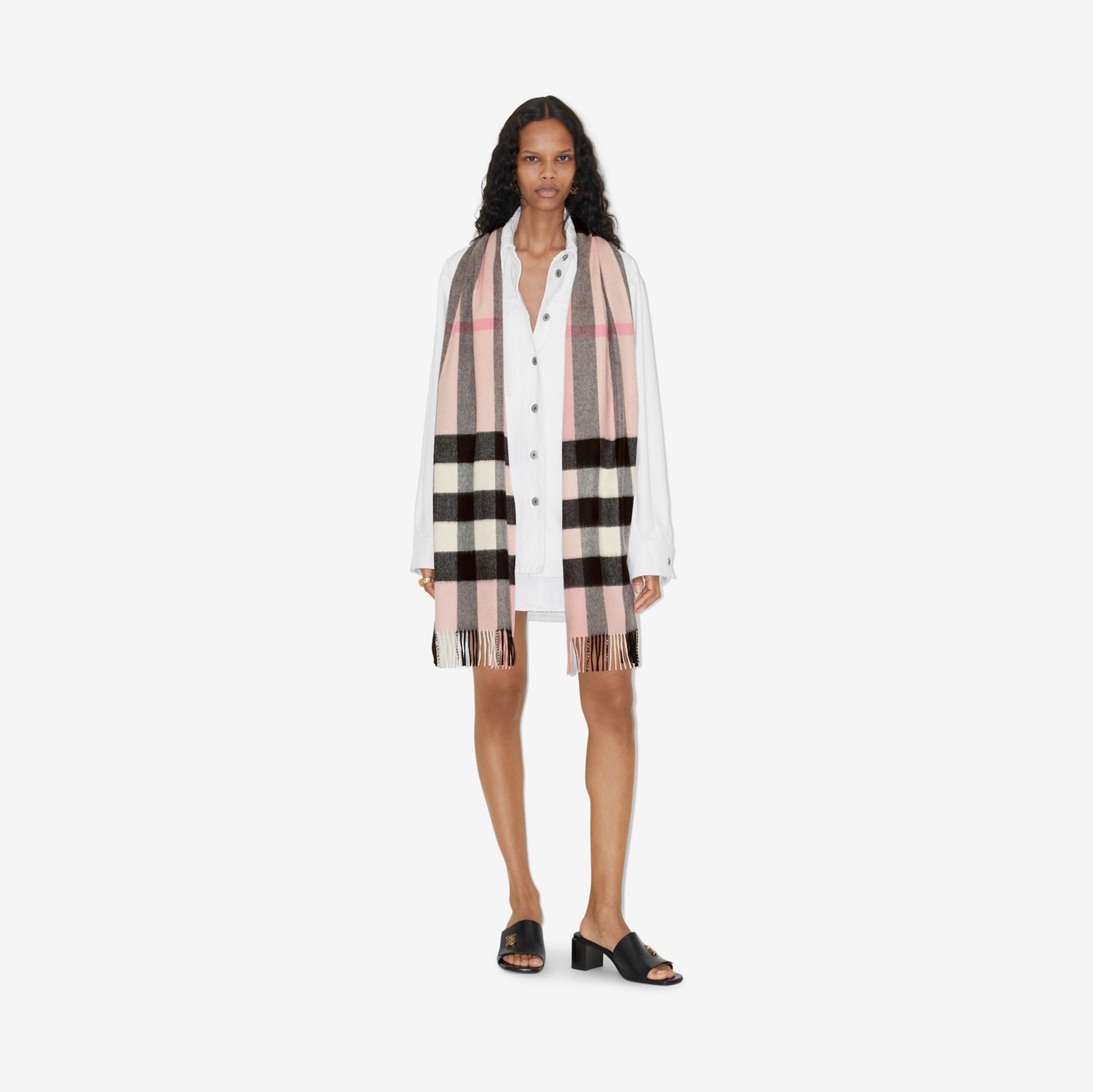 Check Cashmere Scarf in Ash Rose | Burberry® Official