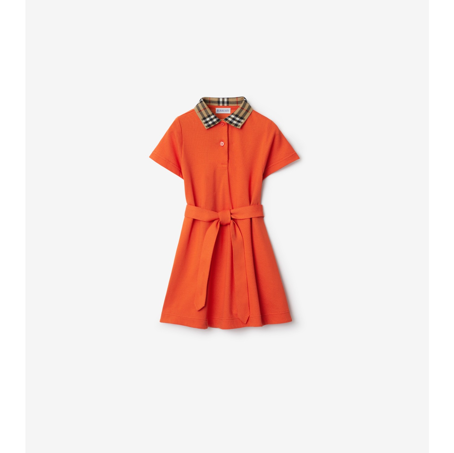 Check Collar Cotton Polo Shirt Dress