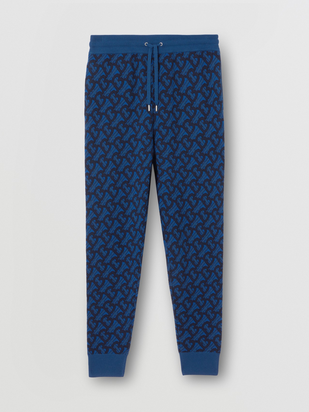 Pantalones de jogging en lana con monogramas en jacquard (Azul Real)