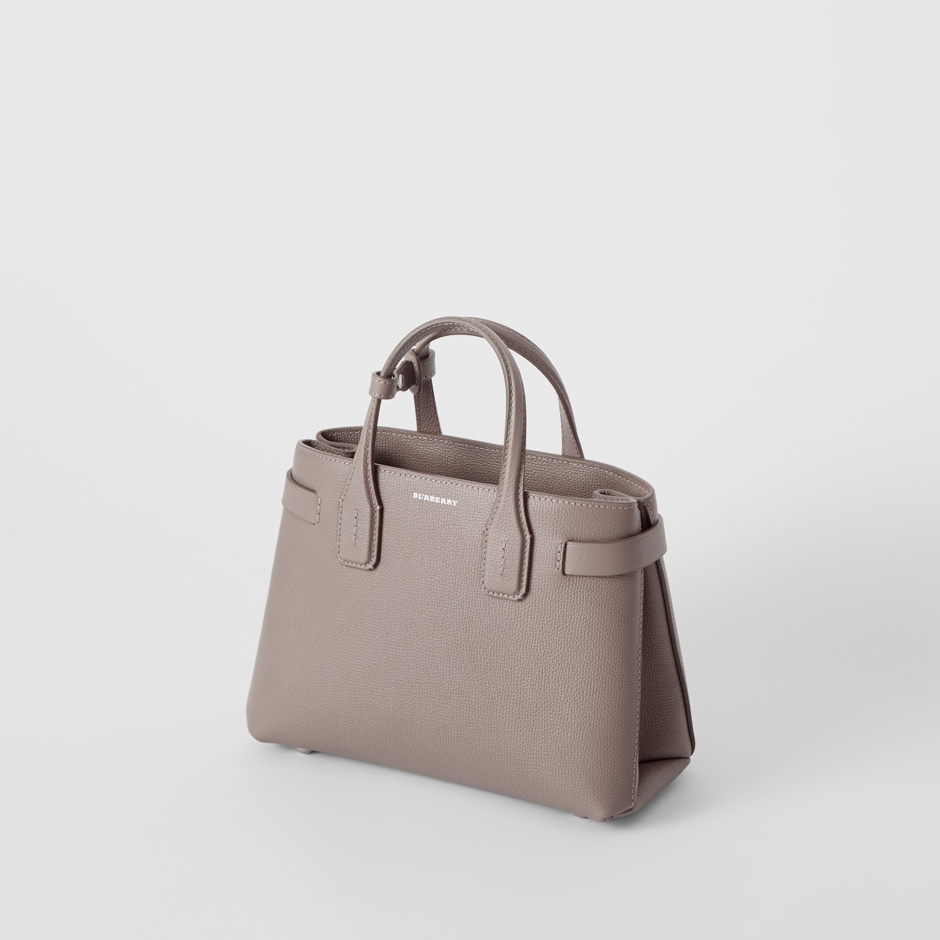 The Small Banner In Leather And Vintage Check In Taupe Brown