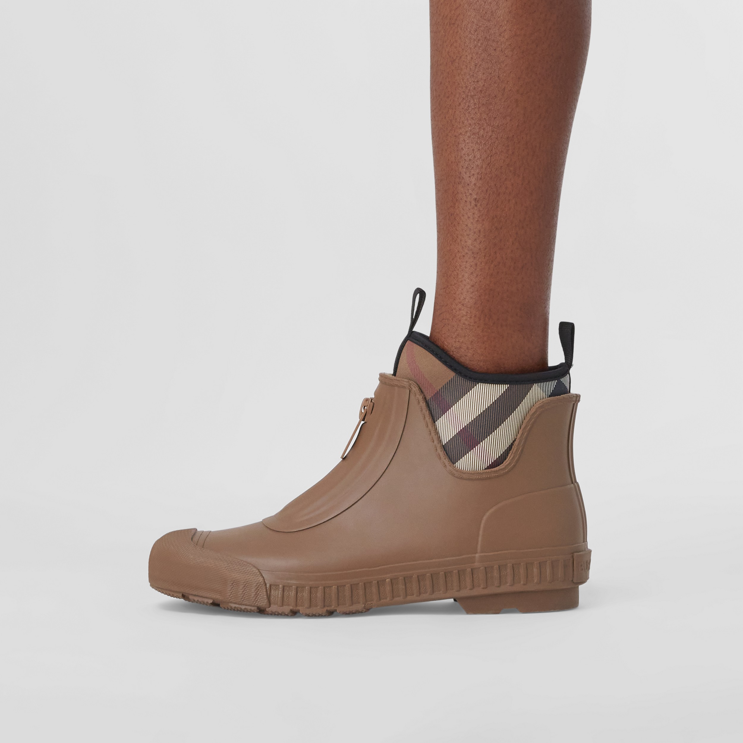Check Neoprene and Rubber Rain Boots in Birch Brown - Women | Burberry® Official - 3