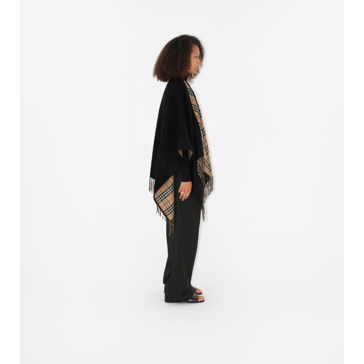 Check Wool Reversible Cape - thumbnail 7