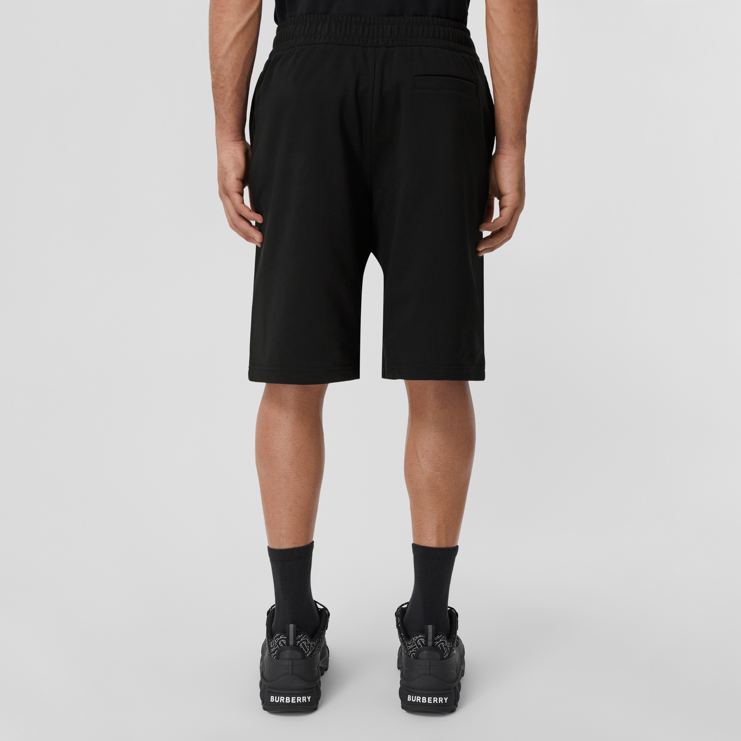 Logo Print Stretch Cotton Shorts in Black - Men | Burberry® Official - 3
