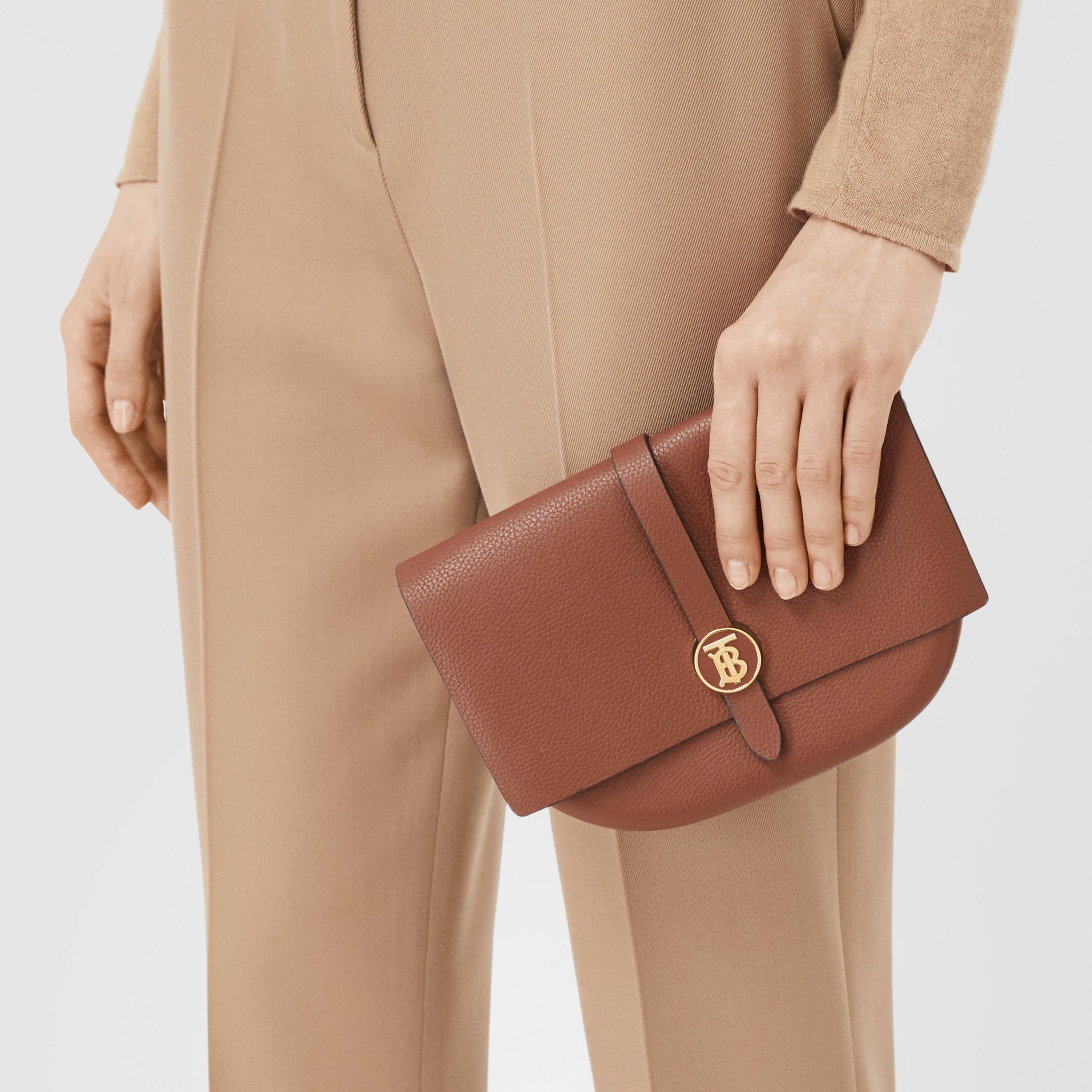 Belted Grainy Leather Anne Bag in Tan Women Burberry® Official
