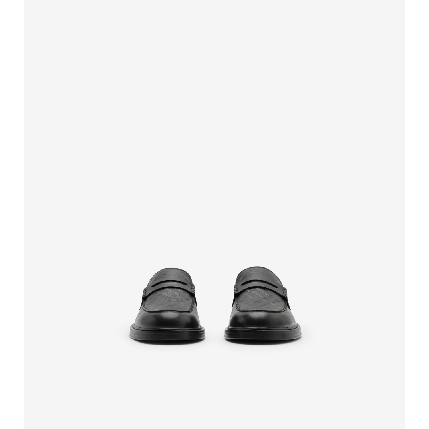 Embossed Check Leather Pembroke Loafers