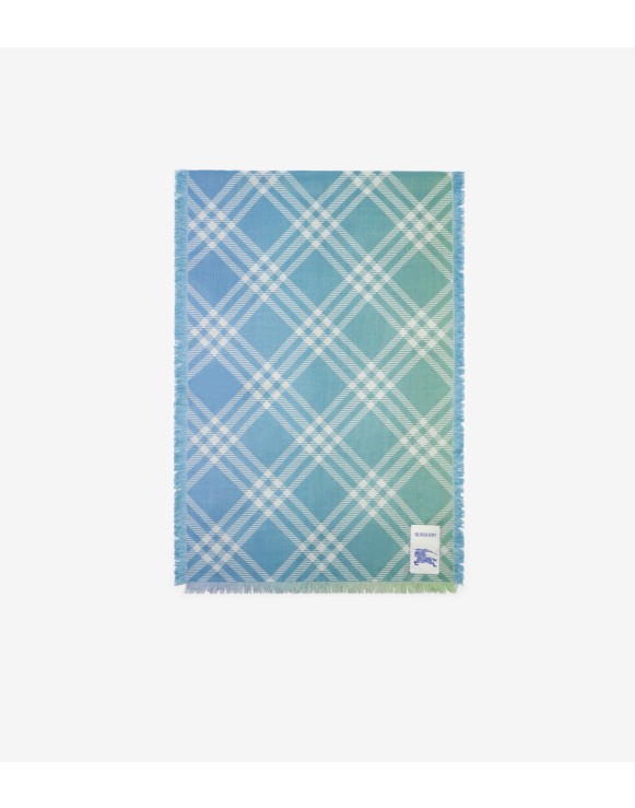 Gradient Check Wool Silk Scarf