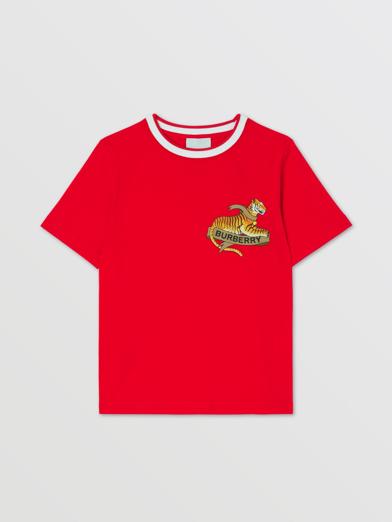Baumwoll-T-Shirt mit Tiger-Grafik (Leuchtendes Rot)