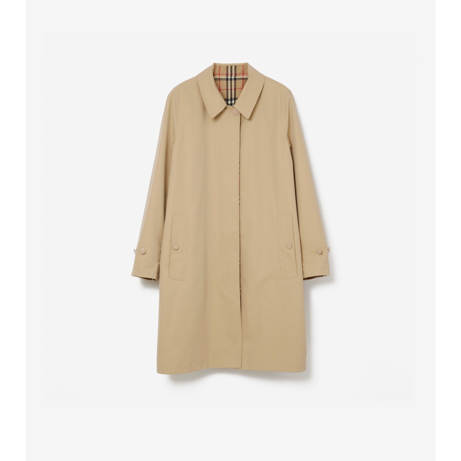 Mid-length Reversible Gabardine Car Coat in Honey - Women, Cotton Gabardine  | Burberry® Official