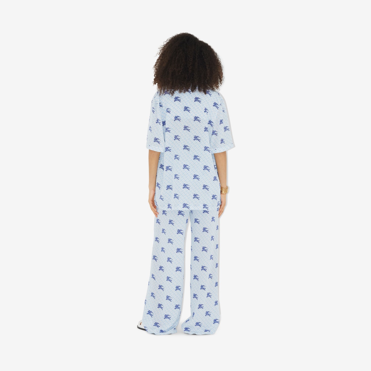 Seiden-Pyjamaoberteil mit EKD-Motiven und Monogrammen (Marineblau) - Damen | Burberry®