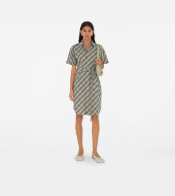 Burberry コットンポプリン ドレス Burberry Cotton Belted Trench A-line Dress Beige