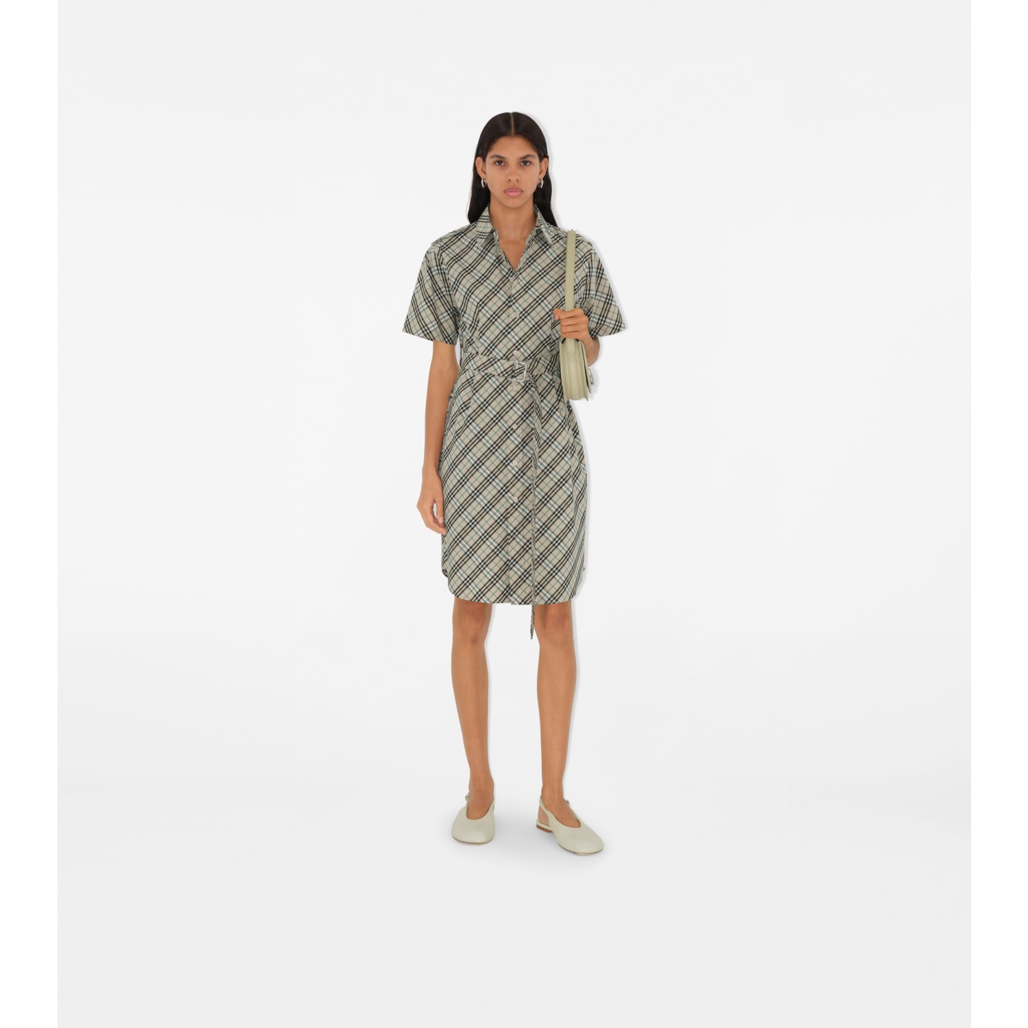 Check Cotton Shirt Dress