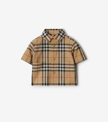 チェックコットン ツーピースセット (サンドベージュ) - チルドレンズ