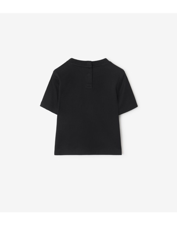 チェックトリム コットンTシャツ
