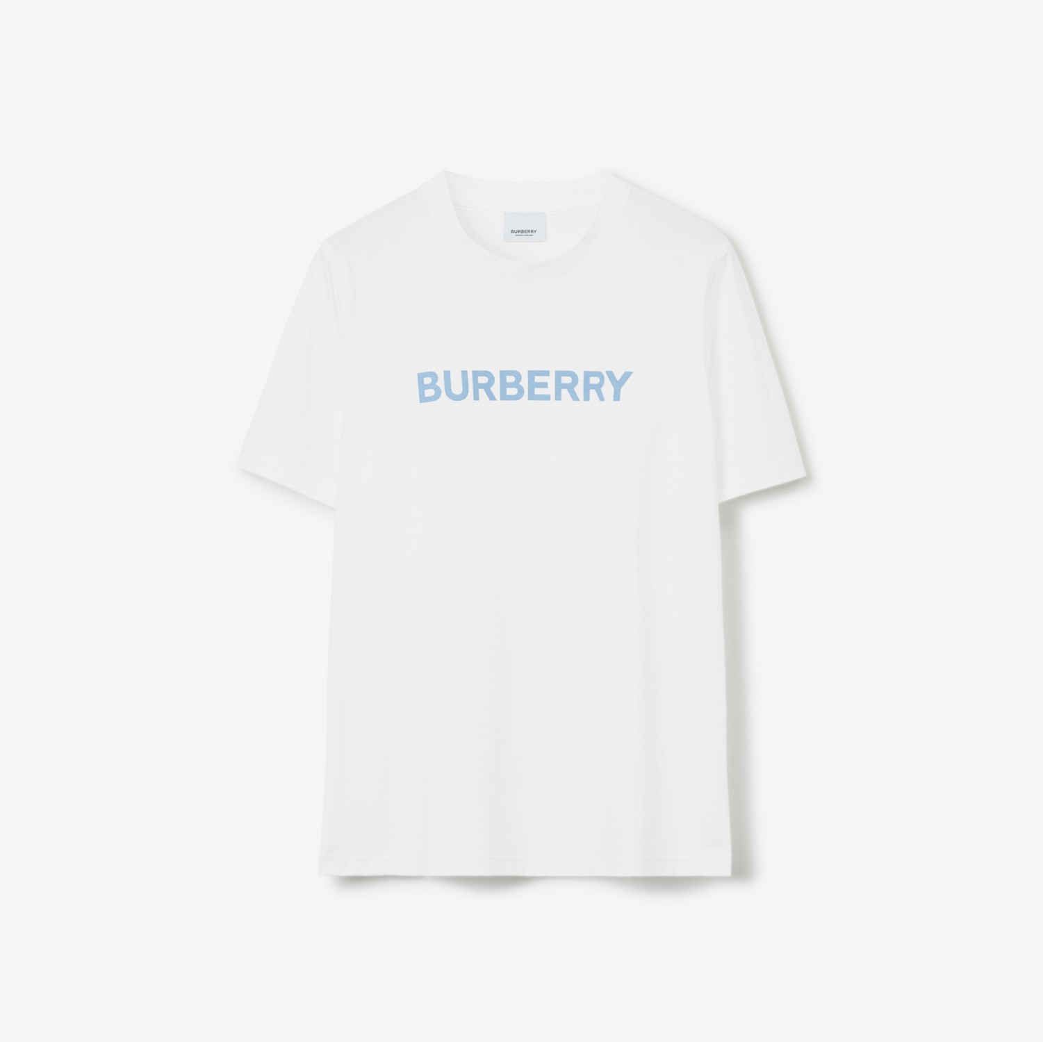 Logo Print Cotton T-shirt in White/blue - Women | Burberry® Official