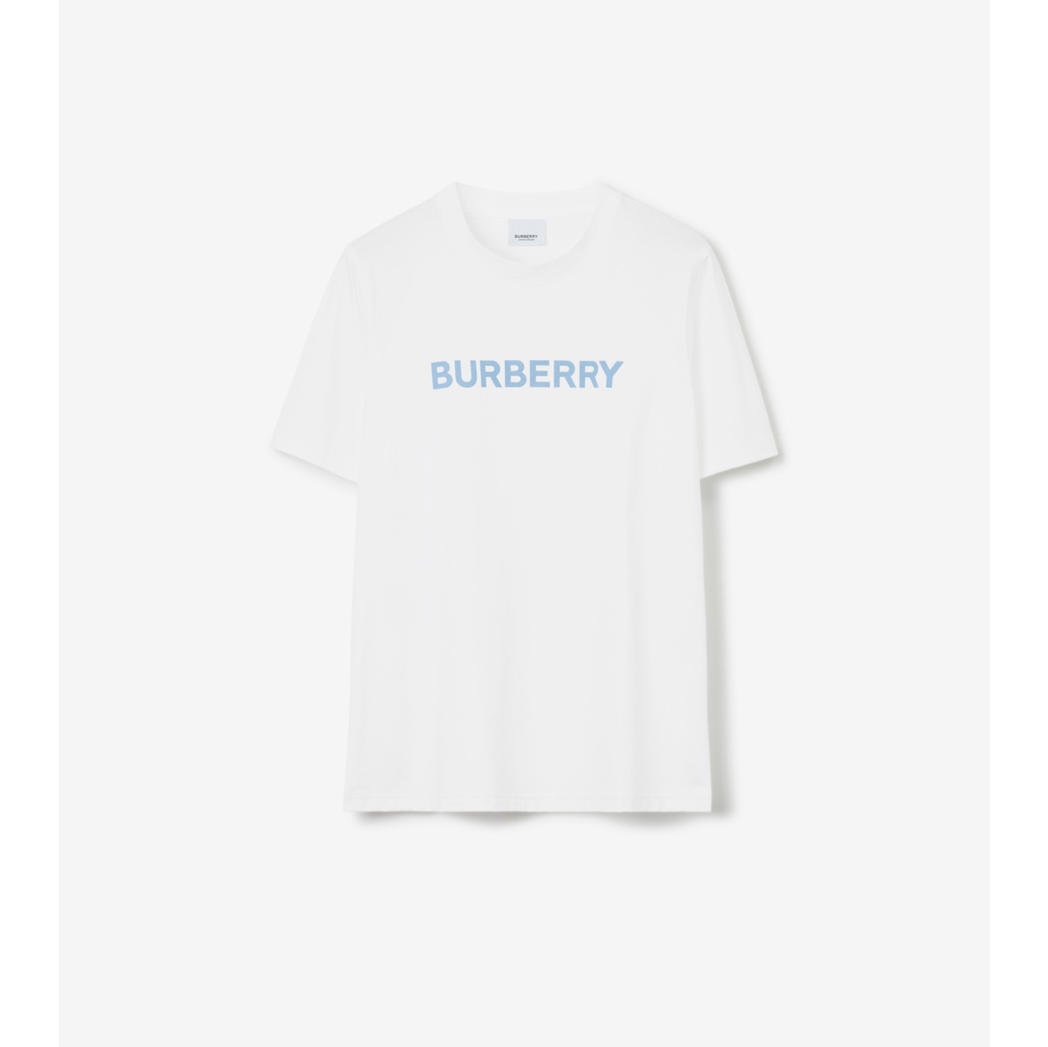 Logo Cotton T-shirt in White/blue - Women | Burberry® Official