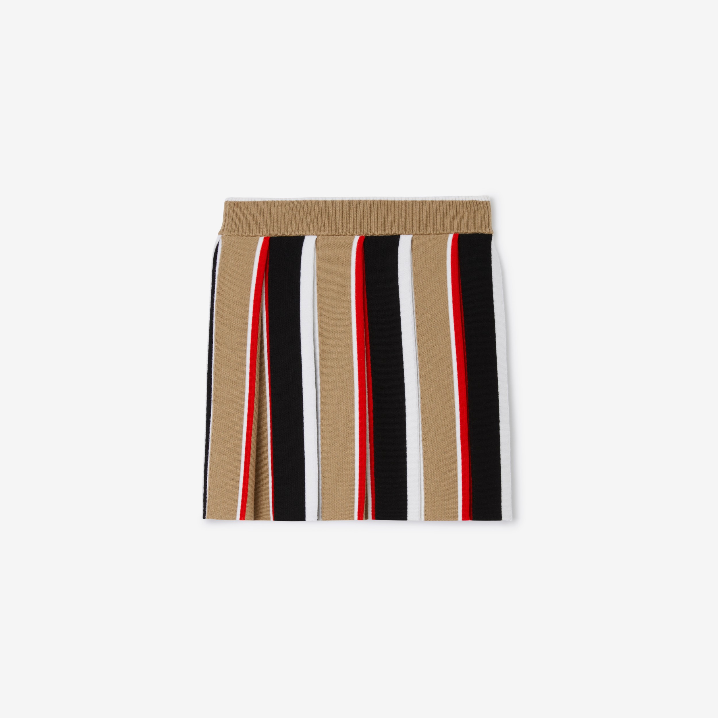 Falda en mezcla de lana con logotipo bordado (Beige Vintage) | Burberry® oficial - 2