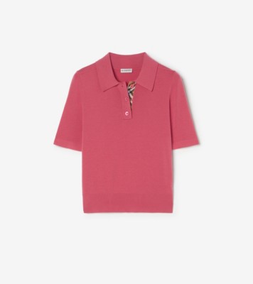 Wool Polo Shirt in Mauvewood pink - Women | Burberry® Official