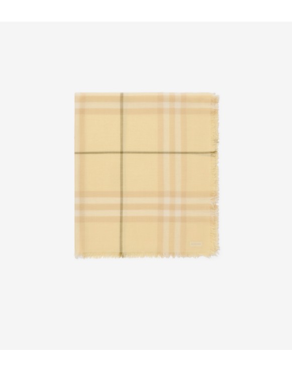 Wide Check Wool Scarf