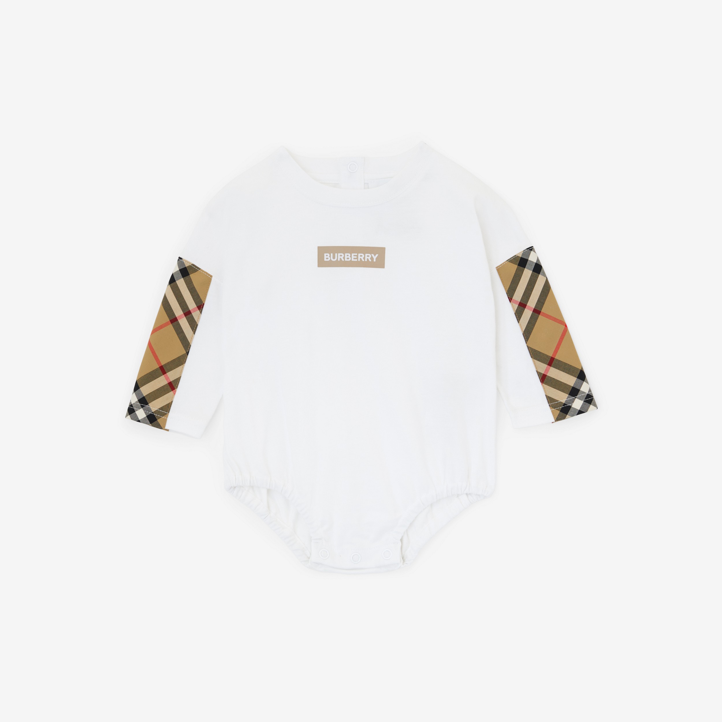 Vintage Check Cotton Three-piece Baby Gift Set in Archive Beige - Children | Burberry® Official - 4