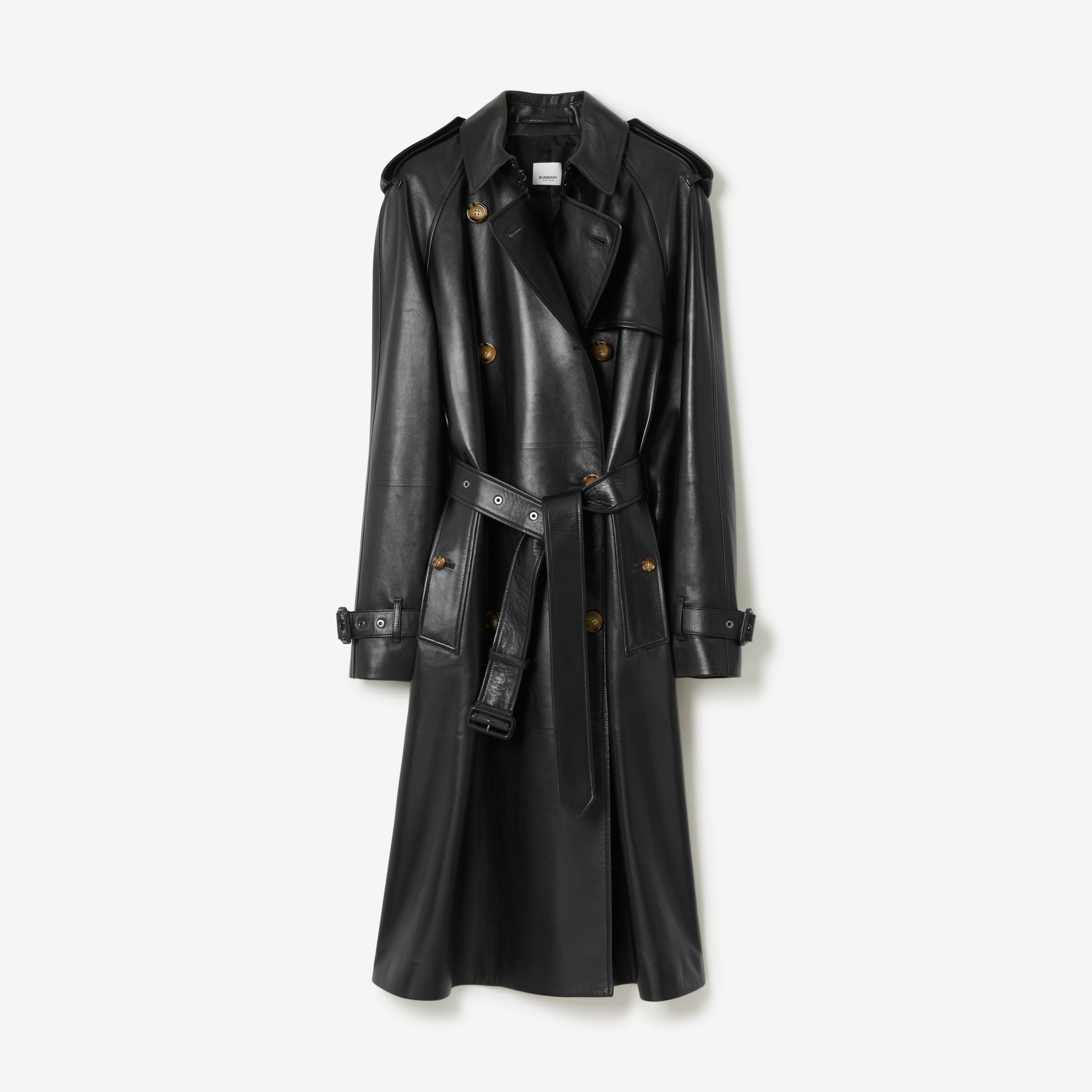 Leather Trench Coat in Black - Women | Burberry® Official - 1