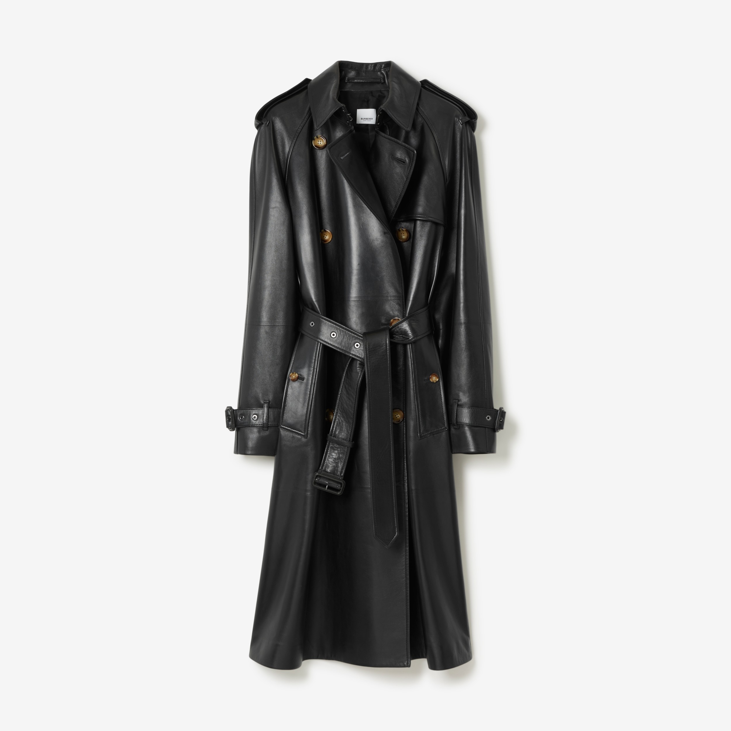 Leather Trench Coat in Black - Women | Burberry® Official