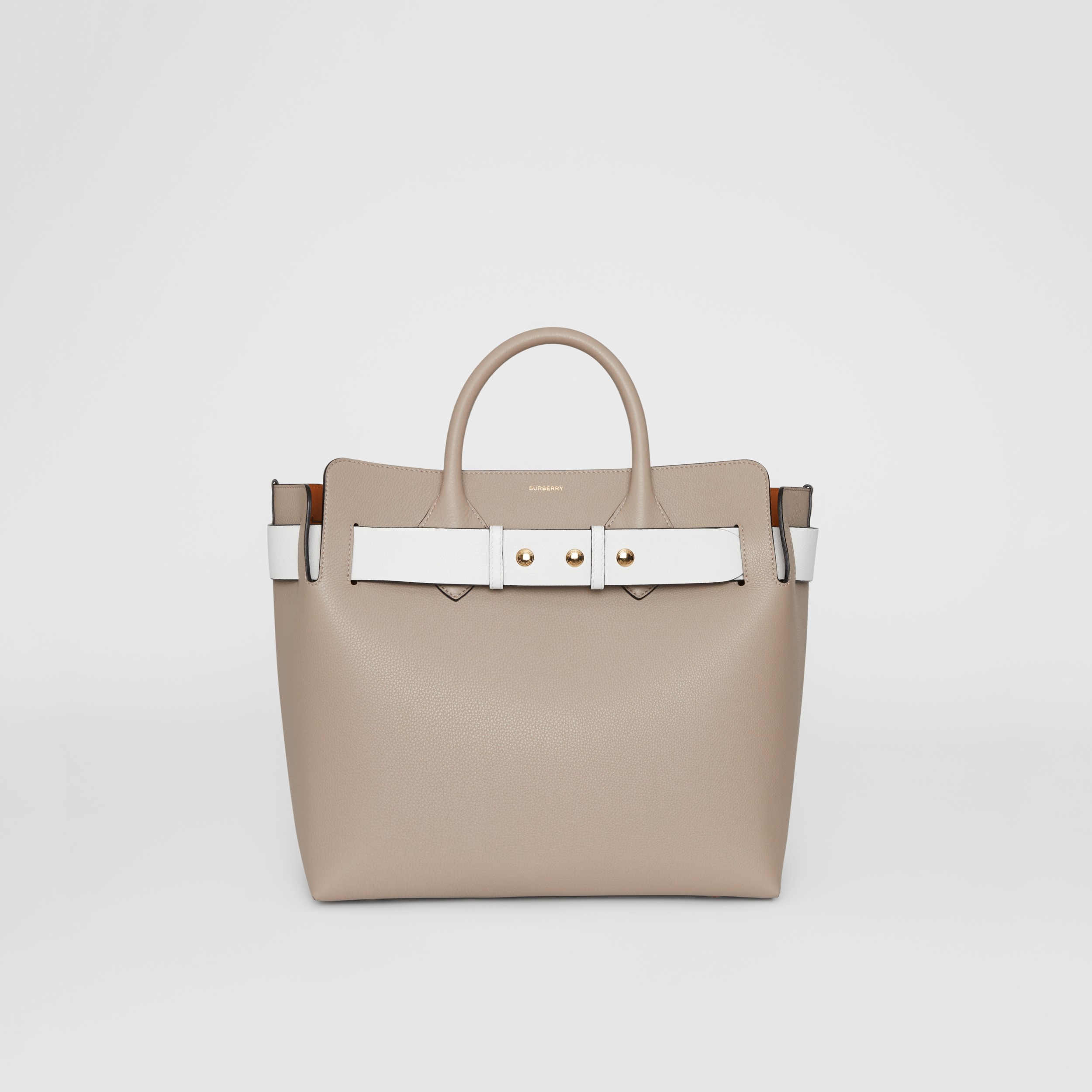 The Medium Tritone Leather Triple Stud Belt Bag in Mineral Grey