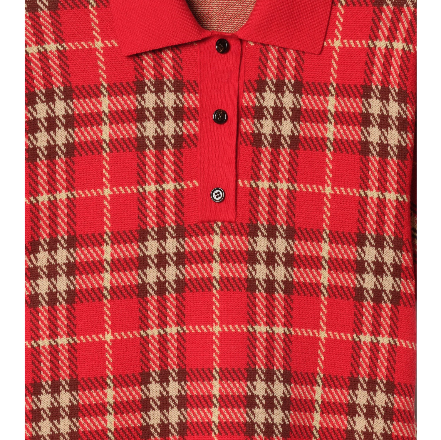 Check Wool Cotton Polo Shirt Dress