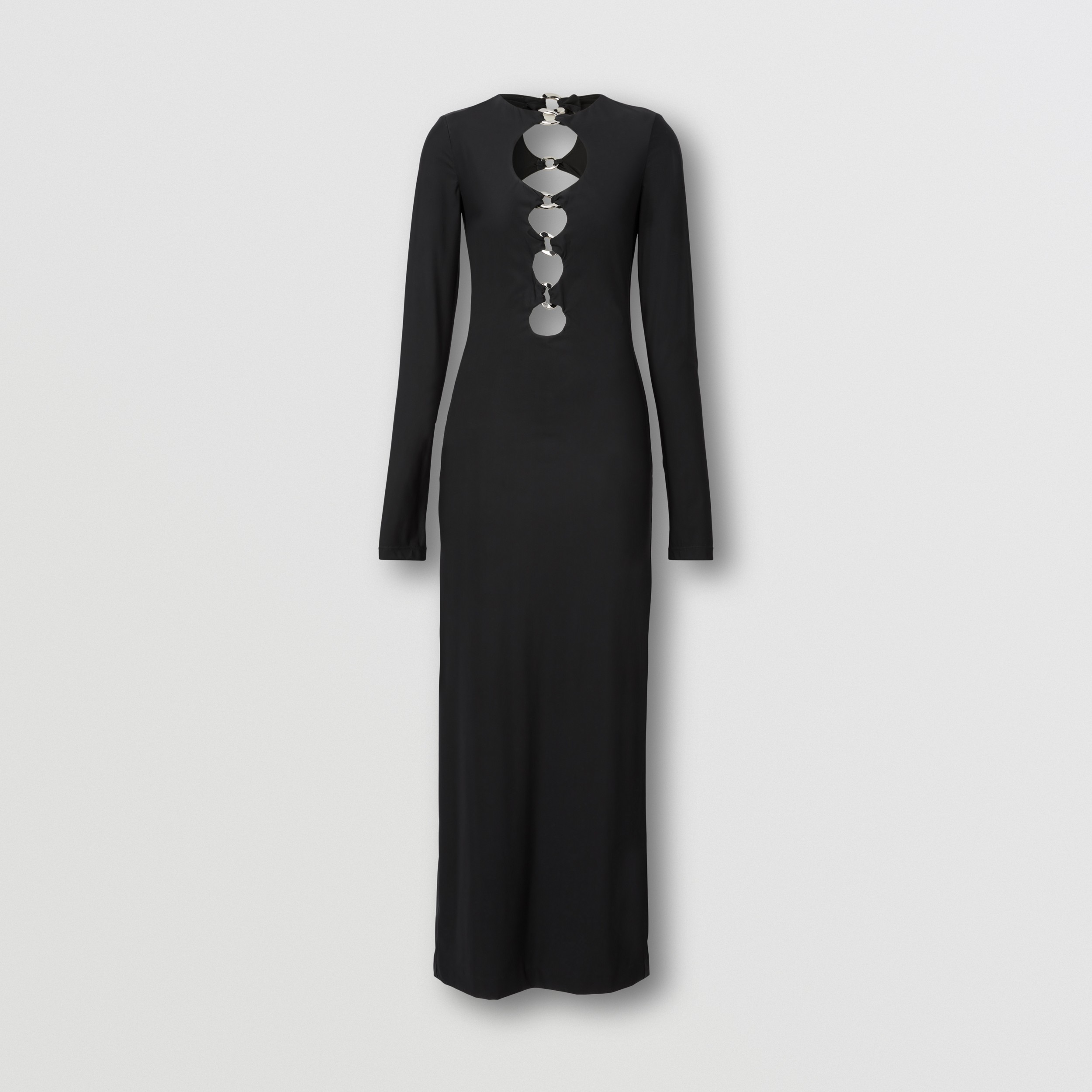 チェーンリンクディテール カットアウト ストレッチジャージー ドレス (ブラック) - ウィメンズ | Burberry®公式サイト - 4