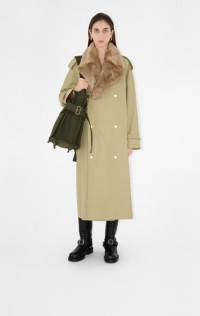 Woman wearing long Kennington trench coat 
