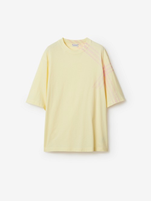 Burberry Check Sleeve Cotton T-shirt In Neutral