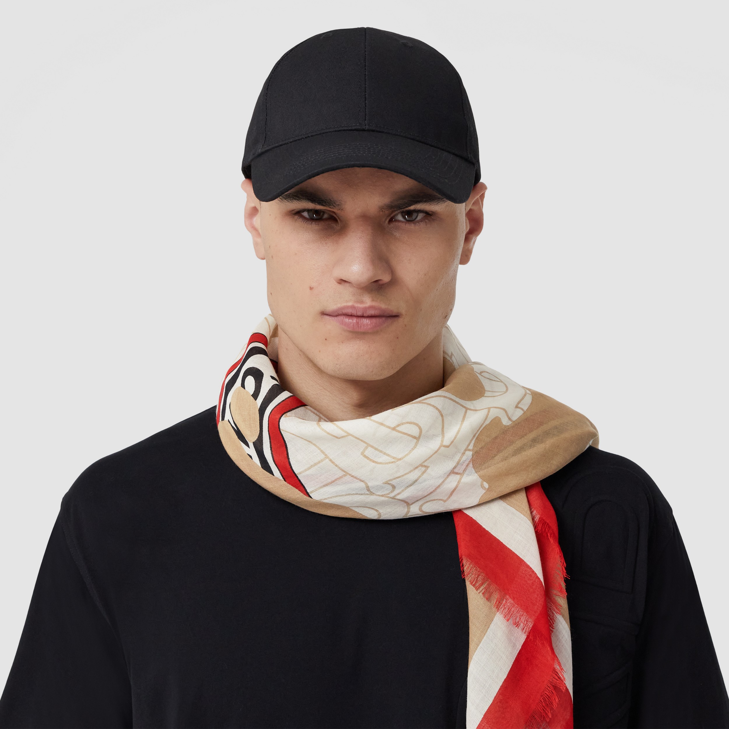 Montage Print Wool Silk Large Square Scarf in Soft Fawn | Burberry® Official - 4