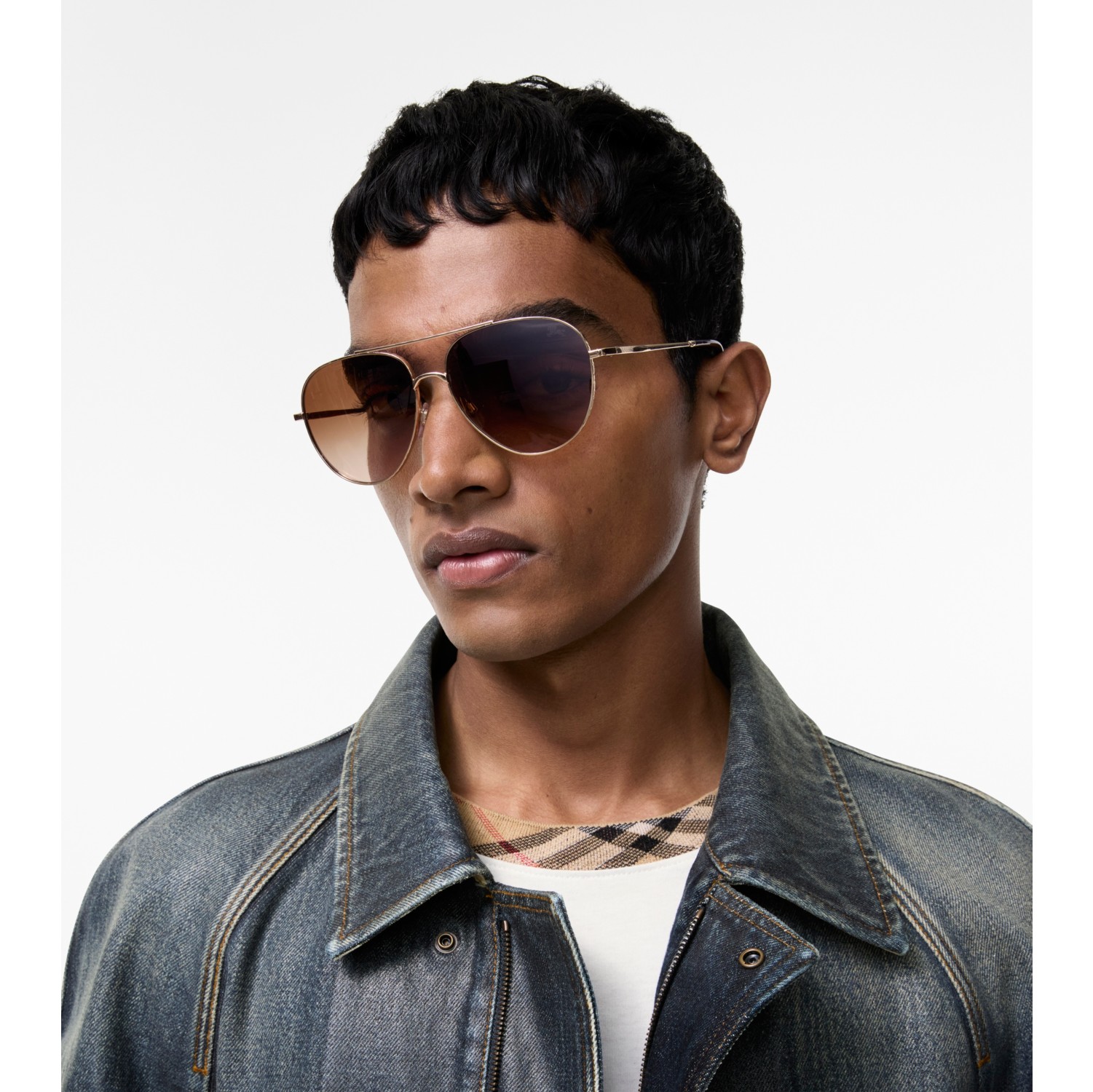 Lunettes de soleil aviateur en métal Check