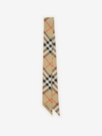 Burberry Skinny Contrast Check Silk Scarf​ in Sand