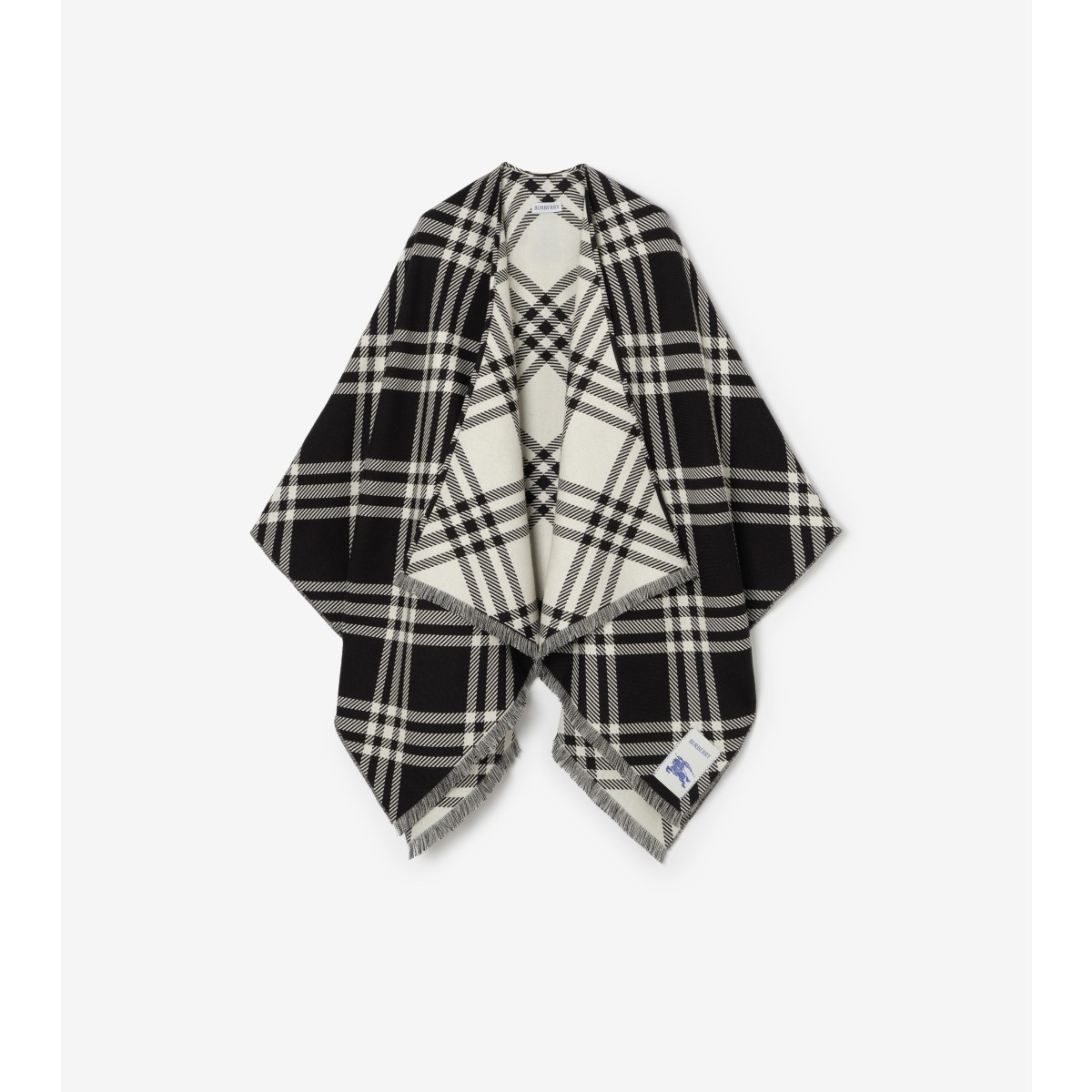  Check Wool Silk Cashmere Cape